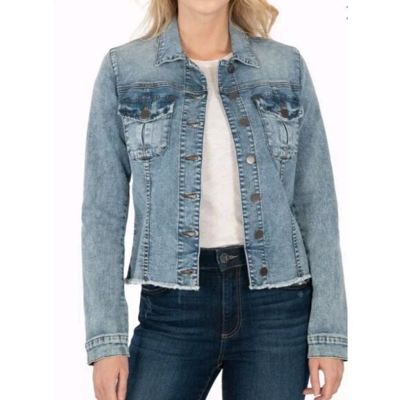 Kut from the Kloth Jackets & Blazers - Kut From The Kloth KARA Denim Jacket Womens Small Frayed Hem